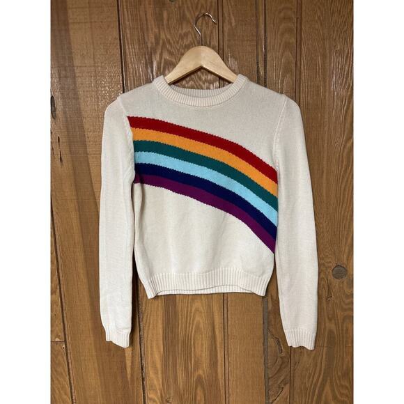 Women’s Rainbow Pride Cropped Knit Crewneck Sweater Top Forever 21 Size Small - Picture 2 of 11